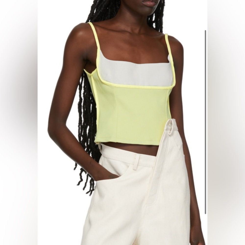 PARIS GEORGIA Florian lime green singlet top Sz S New